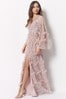 Maya Light Pink Premium Embellished Long Sleeve V-Neck Split Maxi Dress