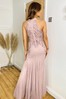Sistaglam Pink Embellished Halterneck Maxi Dress