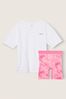 Victoria's Secret PINK White and Pink Cotton Brief Short Pyjamas