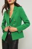 Lipsy Emerald Green Military Tailored Button Blazer