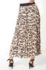 Roman Brown Animal Print Pleated Maxi Skirt