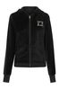 Lipsy Black Petite Embroidered Patch Velour Zip Up Hoodie