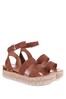 Linzi Tan Faux Leather Two Strap Detail Espadrille Inspired Platform Wedge