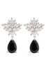 Jon Richard Jet Black Cubic Zirconia Peardrop Crystal Floral Earrings