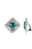 Jon Richard Green Emerald Cubic Zirconia Square Crystal Clipon Earrings