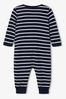 Name It Navy Stripe and Whale Print 2 Pack Long Sleeve Sleepsuit