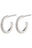 PILGRIM Silver Plated Roberta Small Crystal Hoop Earrings