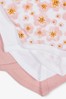 Name It Pink Floral Print Short Sleeve Bodysuit 3 Pack