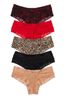Victoria's Secret Black/Red/Nude/Leopard Cheeky Lace Knickers 5 Pack