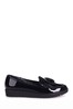 Linzi Black Cathy Classic Slip On Loafer With Fabric Bow Detail