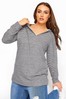 Yours Grey Stripe Cotton Jersey Hoodie