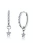 The Diamond Store 9K White Gold Stellato Diamond Encrusted Hoop Star Earrings 0.12ct