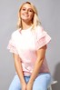 Roman Light Pink Broderie Frill Sleeve T-Shirt