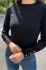 Lipsy Black Petite Scallop Long Sleeve Knitted Jumper