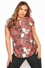 Yours Curve Red Curve Paisley Print Cut Out Blouse