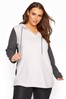 Yours Curve Grey Colour Block Hoodie