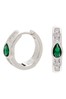 Simply Silver Green Sterling Silver 925 Cubic Zirconia Emerald Green Detail Mini Hoop
