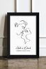 Personalised Romantic Line Art Kissing Couple Framed Print by Treat Republic