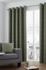 Curtina Green Camberwell Luxury Jacquard Eyelet Curtains