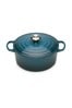 Le Creuset Blue Signature Cast Iron Round Casserole Dish 28cm Deep Teal