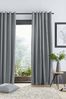 Catherine Lansfield Silver Pinsonic Chevron Thermal Lined Eyelet Curtains