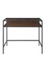 Banbury Designs Metal and Wood Compact Desk with Clear Glass