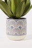 Oliver Bonas Blue Yucca Ceramic Plant Pot