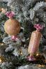 Gallery Home Set of 6 Pink Assorted Blush Candy Christmas Baubles