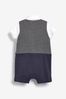 Grey/White Smart Bow Tie And Waistcoat Romper (0mths-2yrs)