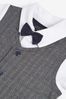 Grey/White Smart Bow Tie And Waistcoat Romper (0mths-2yrs)