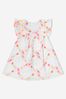 Girls Cotton Embroidered Dress in White