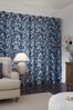 Inky Blue Inky Floral Eyelet Curtains