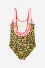 Girls Cheetah Print Swimsuit in Yellow
