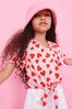 Pink Heart Printed Tie-Front Blouse (3-16yrs)