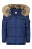 Boys Coat With Faux Fur Trim in Blue