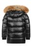 Kids Authentic Shiny Fur Down Jacket in Black