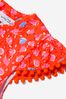 Girls Heart Print Flounce Dress in Orange