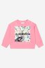 Baby Girls Cotton Logo Print Sweatshirt in Pink