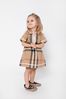 Baby Girls Cotton Check Dress With Knickers In Beige
