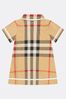 Baby Girls Cotton Check Dress With Knickers In Beige