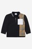 Boys Long Sleeve Vintage Check Panel Cotton Polo Shirt