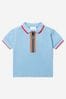 Baby Boys Cotton Branded Polo Shirt in Blue