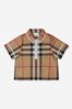 Girls Cotton Check Woven Top in Beige