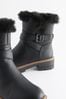 Black Regular/Wide Fit Forever Comfort® Faux Fur Lined Buckle Detail Boots