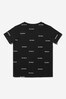 Unisex Black Cotton Repeat Logo T-Shirt