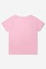 Girls Pink Cotton Ice Cream Print T-Shirt