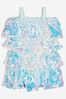 Girls Sequinned Ruffle Dress in Turquoise