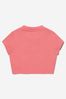 Girls Cotton Cropped T-Shirt in Pink
