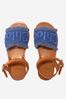 Girls Leather And Denim Sandals in Blue
