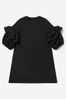 Girls Cotton Ruffle Sleeve Dress in Black